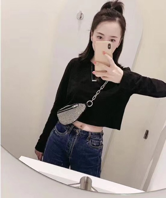 Túi bao tử Alex wang beltbag đeo bụng đính đá lấp lánh hàng fullbox có hộp cao cấp