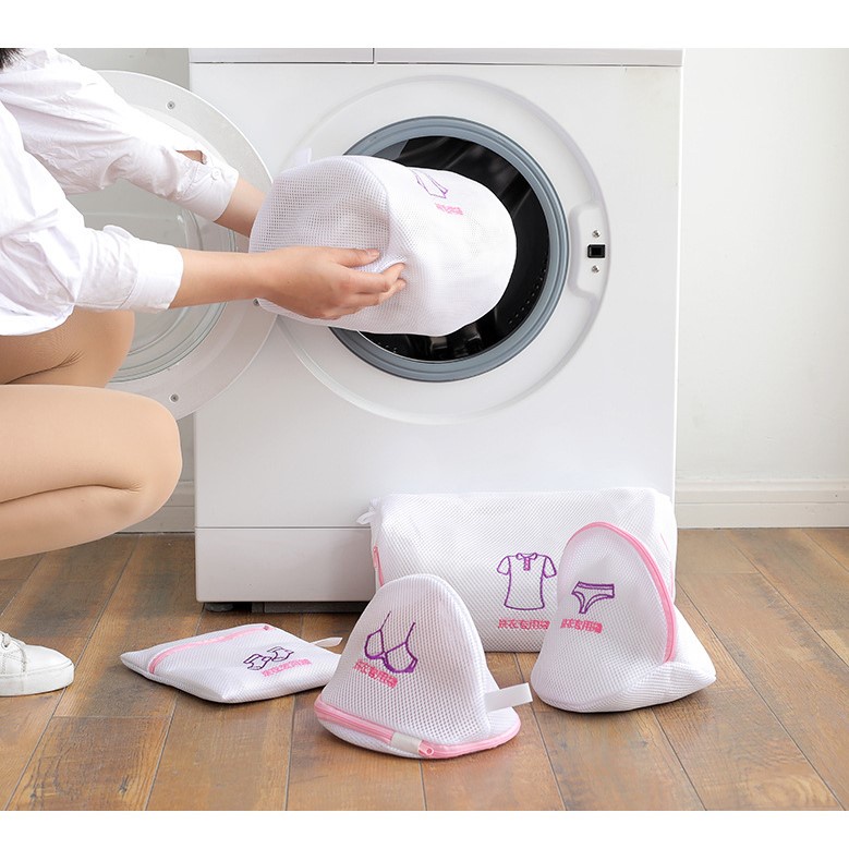 Túi giặt 2 lớp đựng quần áo đồ lót tất dành cho máy giặt Túi lưới giặt bảo quản quần áo loại dày