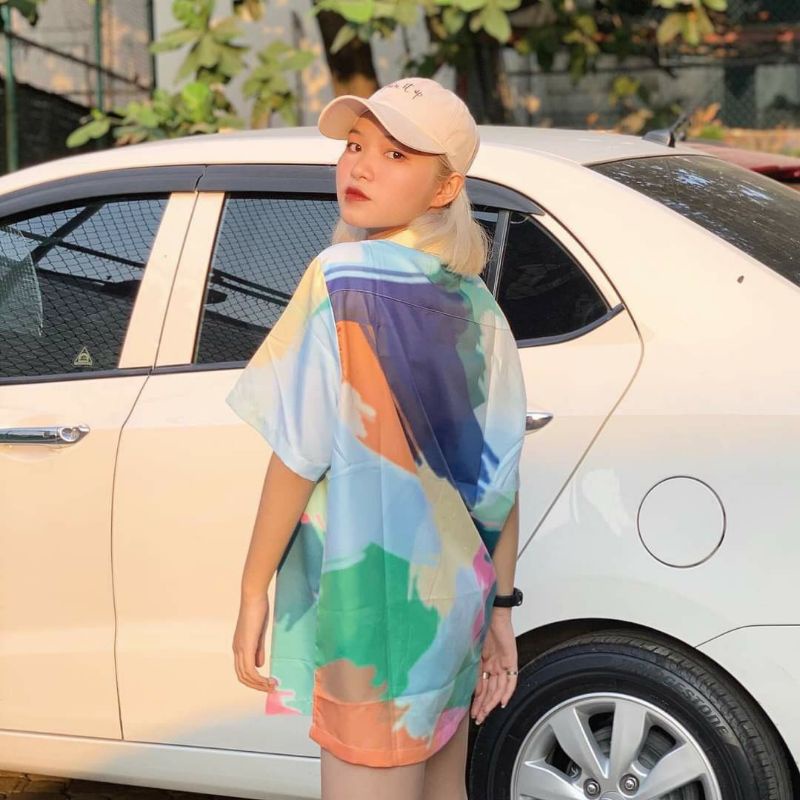 Áo Sơ Mi Tay Ngắn Unisex Cổ Bẻ Phông Cách Hàn Quốc Freesize