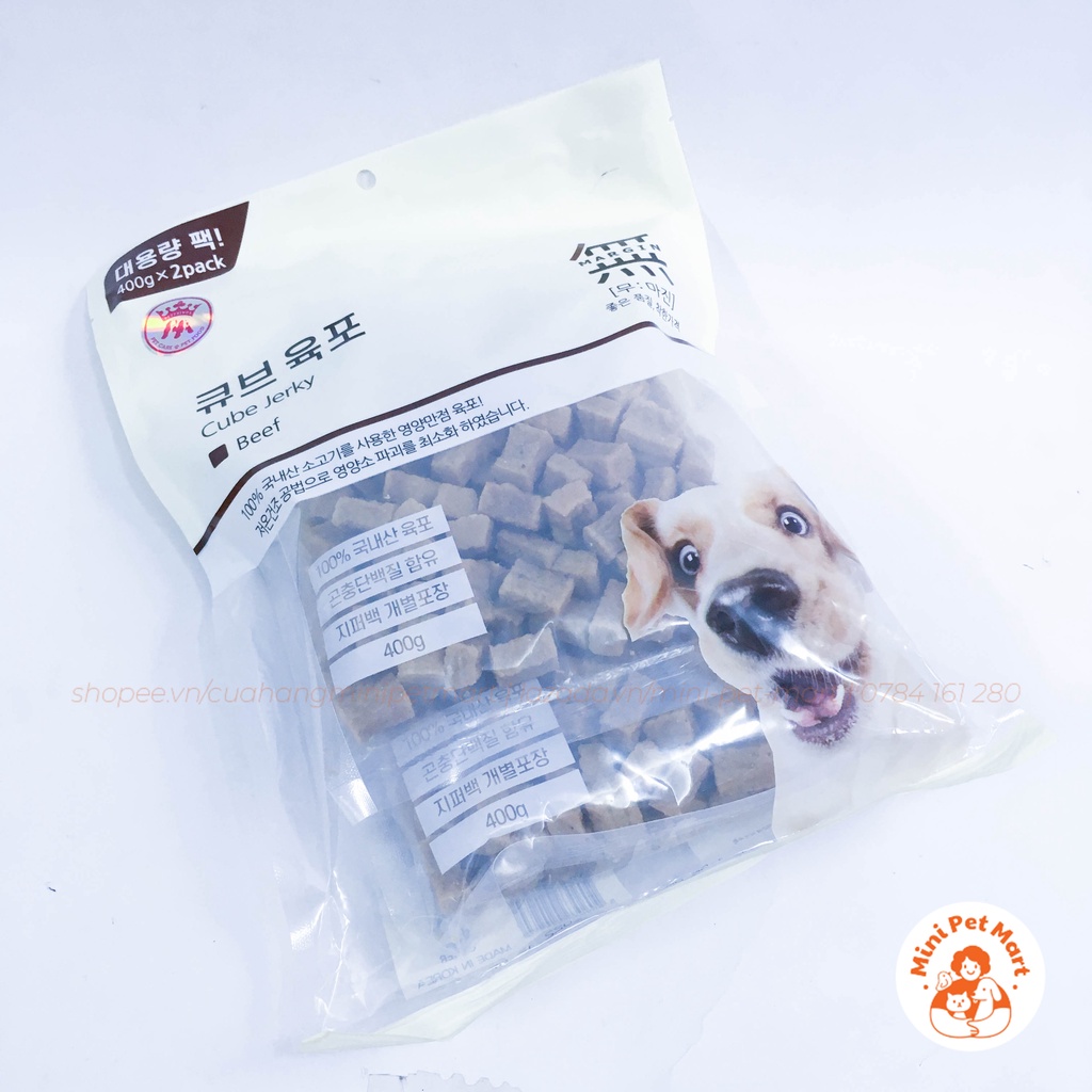 Thịt bò viên cho chó BOWWOW 800g - snack, bánh thưởng cho chó