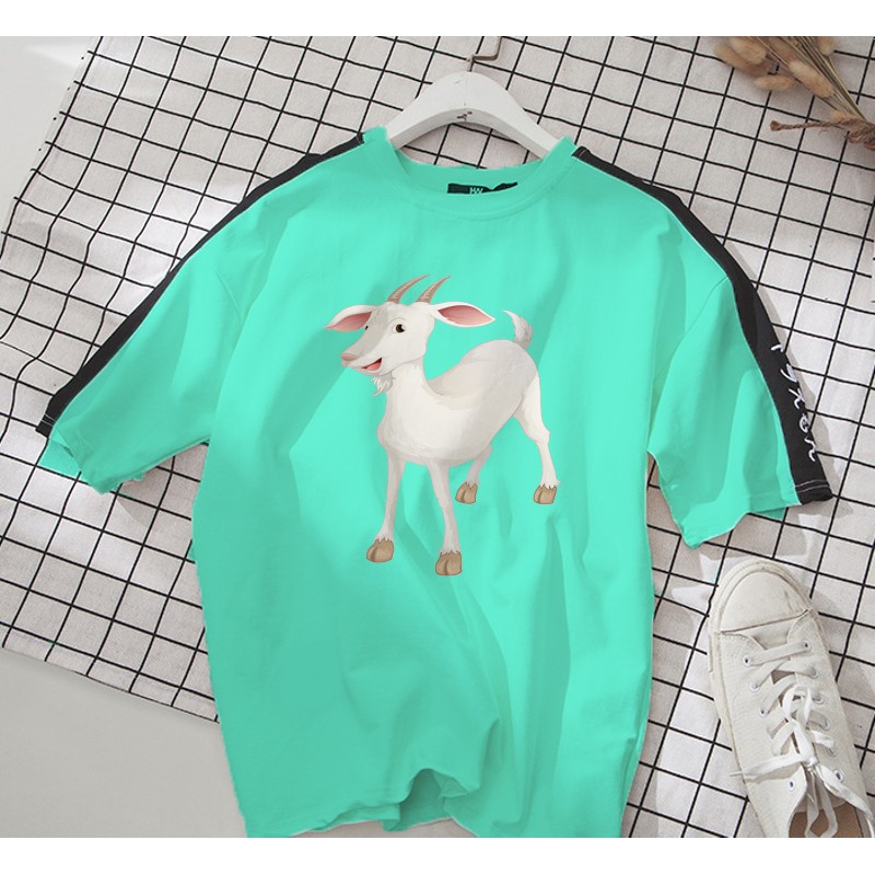 Áo thun Cotton Unisex - 12 Con Giáp - Tuổi Mùi - Hình vẽ dê trắng