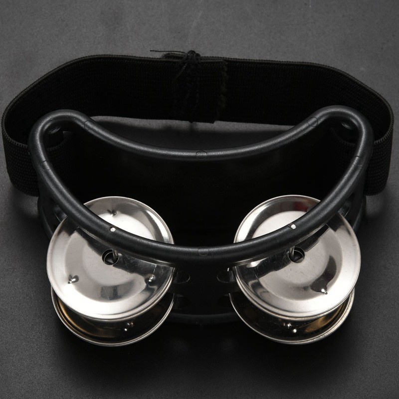 Percussion Foot Tambourine with Metal Jingles, Black