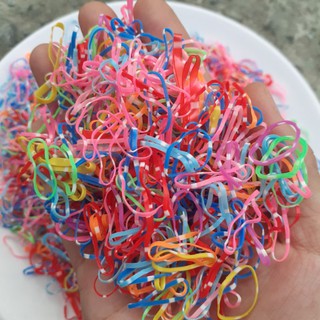 [Nửa kí] 500g Thun cột tóc nhí cho bé 1cm (màu/trong/sọc màu)