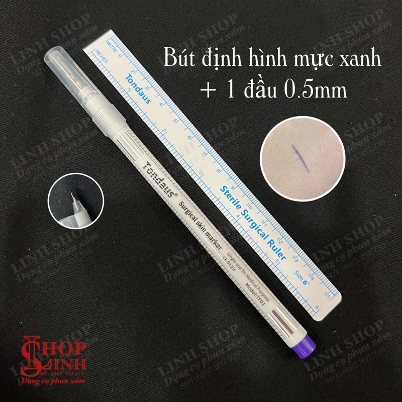 Bút định hình mực xanh Tondaus lâu trôi loại 0.5mm 1mm