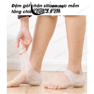 Bộ 02 miếng lót giày tăng chiều cao vớ silicon đệm gót chân tăng chiều cao thêm 3.5 cm