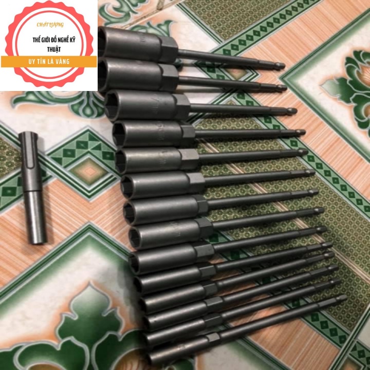 Bộ chụp vặn bulong dài 150mm sâu lòng chuôi lục giác