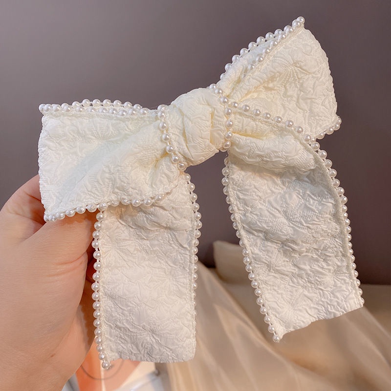 Băng Đô Vải Đính Ngọc Trai Phong Cách Retro Pháp Ngọt Ngào