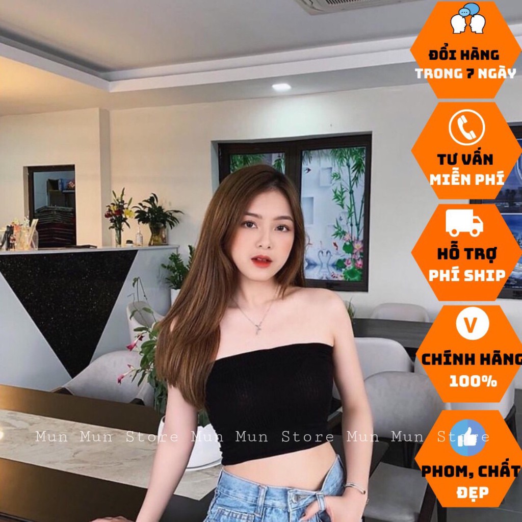 [𝑪𝒉𝒐 𝑲𝒊𝒆̂̉𝒎 𝑻𝒓𝒂 𝑯𝒂̀𝒏𝒈]Áo ống 2 dây from croptop MunMunStore chất liệu thun mềm mại co giãn mix với gì cũng xinh