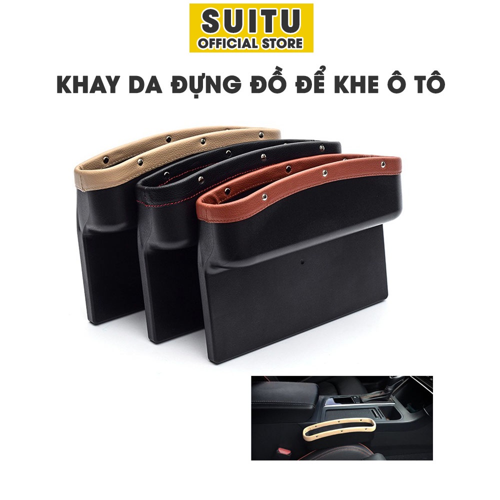 Khay Để Đồ Khe Ghế Ô Tô Bọc Da Cao Cấp Khay Để Đồ Ô Tô Sang Trọng Tiện Lợi