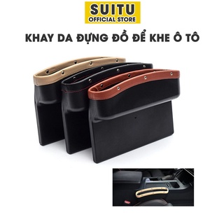 Khay để đồ khe ghế ô tô bọc da cao cấp khay để đồ ô tô sang trọng tiện lợi