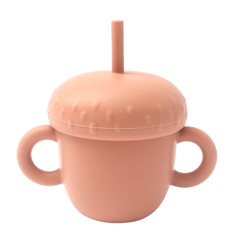 Bình Uống Nước Silicone Có Tay Cầm Và Ống Hút Tiện Lợi Cho Bé