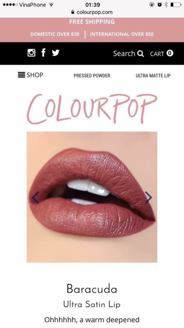 Son ColourPop của Mỹ xách tay .