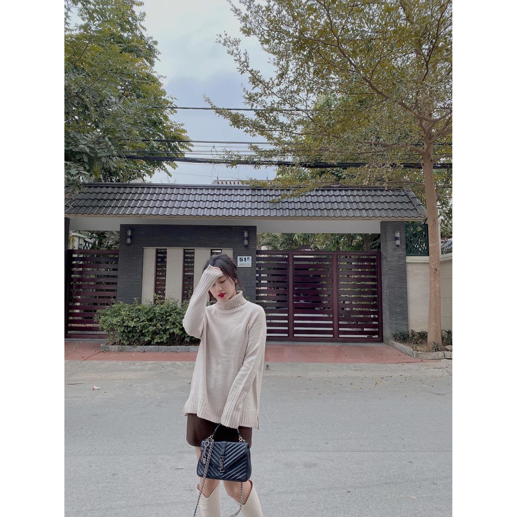 Áo len CAMLI cổ lọ nữ xuất dư Hàn Quốc Milla Off-duty, cực mềm nhẹ, ấm áp