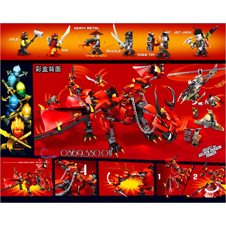 Lego Ninjago Siêu Rồng Đỏ Khổng Lồ 44003 / 940 Chi Tiết. Lego Xếp Hình Đồ Chơi Thông Minh