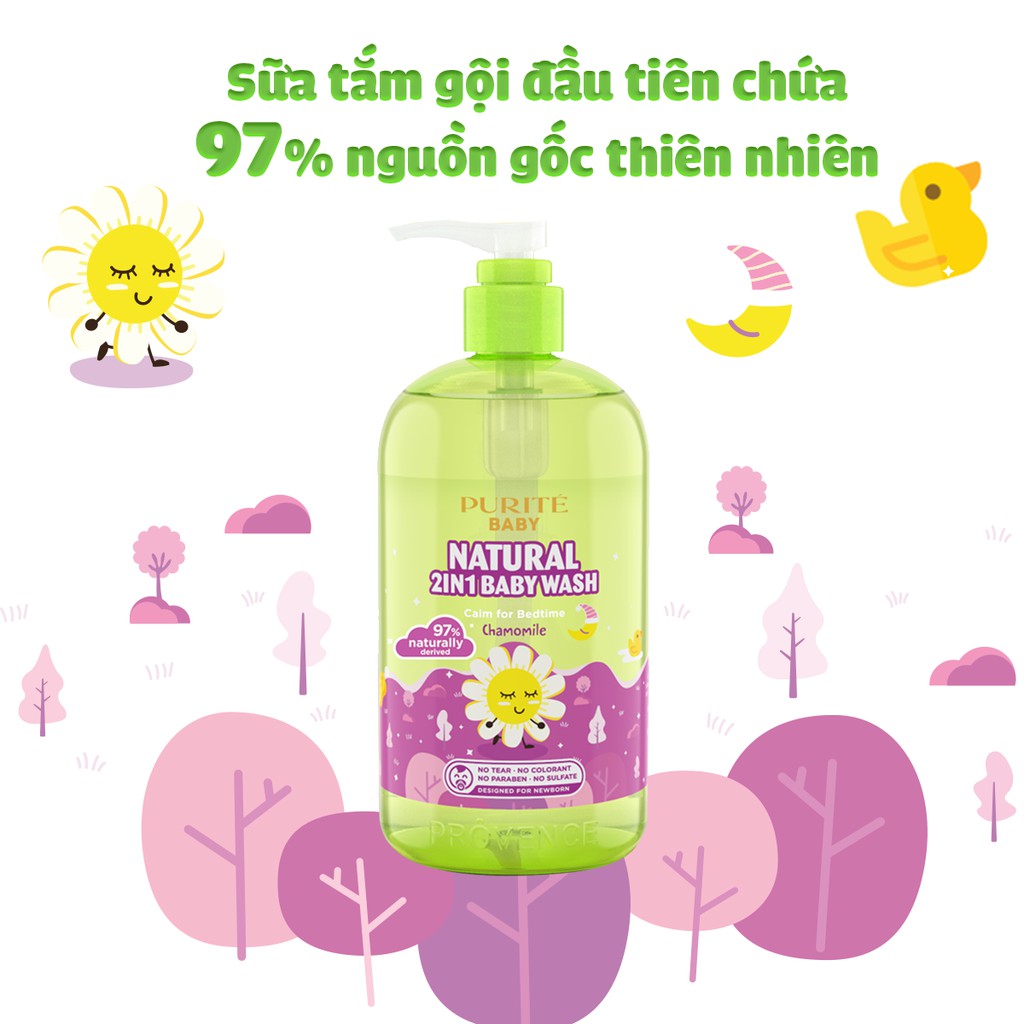 Combo Sữa Tắm Gội Purite Baby Cúc La Mã 500ml & Tinh Dầu Cam 500ml | BigBuy360 - bigbuy360.vn
