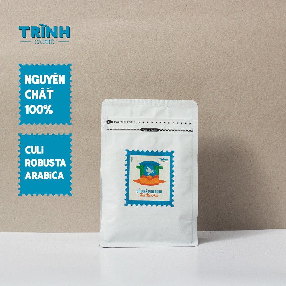 Cà phê bột nguyên chất Culi Robusta Arabica 250gr rang mộc vị truyền thống đậm đà thơm nồng, cafe pha phin từ Trình cà