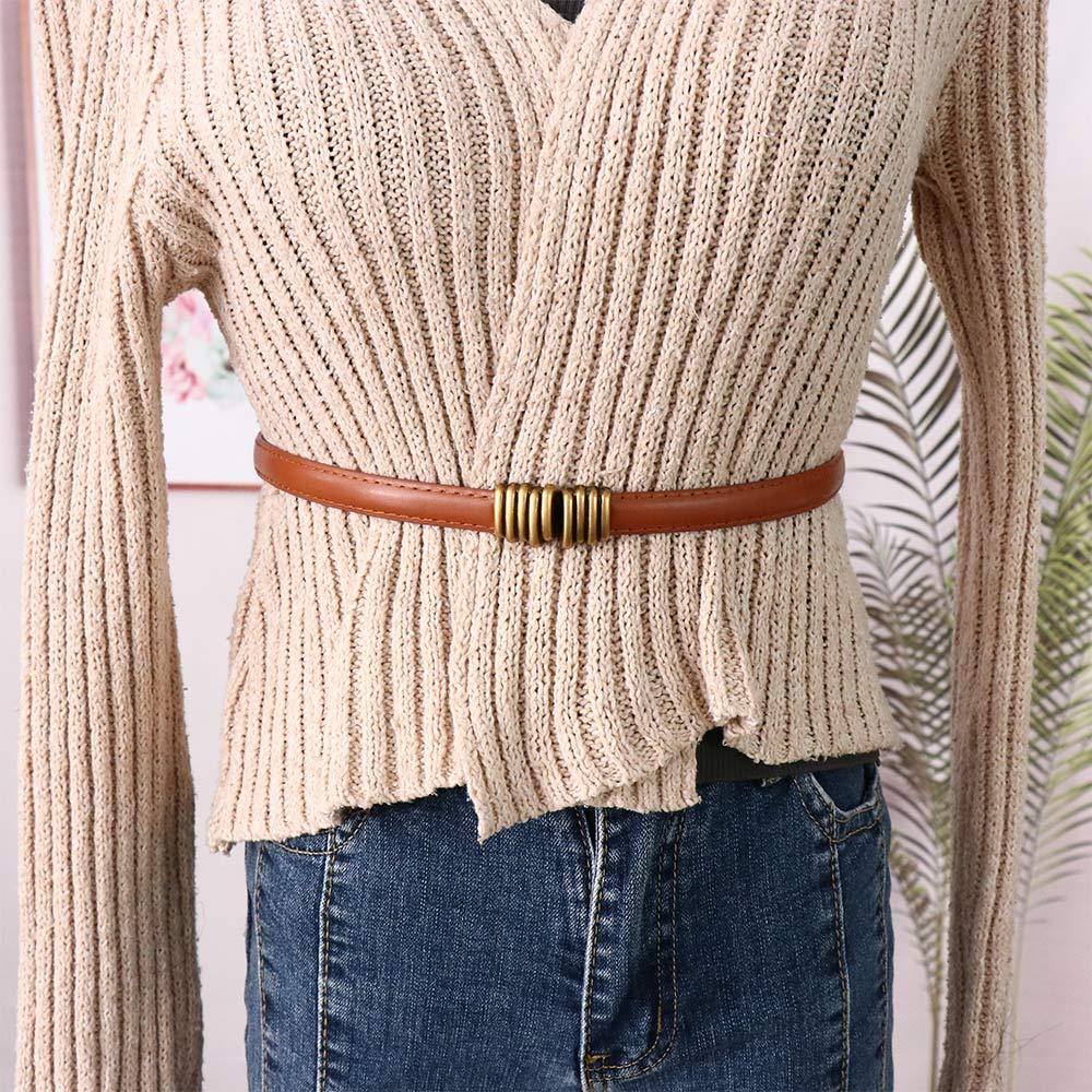 Thắt Lưng Bản Nhỏ Khóa Kim Loại Tròn Phong Cách Vintage