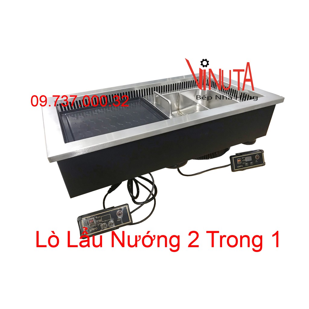 Bếp lẩu nướng 2 trong 1, Nồi lẩu nướng điện đa năng 2 trong 1 tại bàn