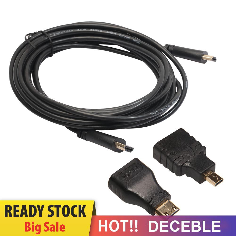 Deceble High Speed HDMI-compatible to HDMI-compatible Male Cable + Micro HDMI-compatible Adaptor+ Mini HDMI-compatible