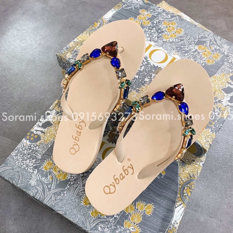 Dép nữ đính đá phối màu trendy, dép quai kẹp tông quảng châu cao cấp đa dạng kiểu dáng, chống thấm nước