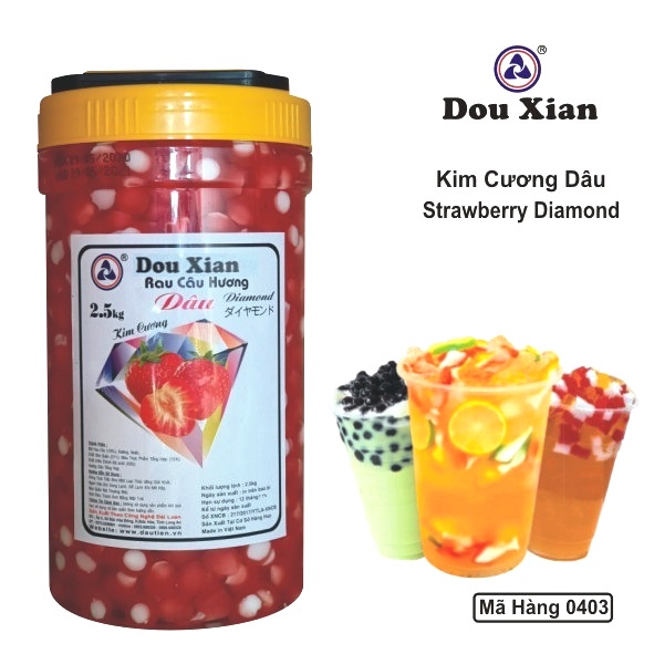 [chỉ giao HỎA TỐC tp.hcm] Hộp thạch rau câu KIM CƯƠNG DÂU - Dou Xian food - hộp 2.5 kg