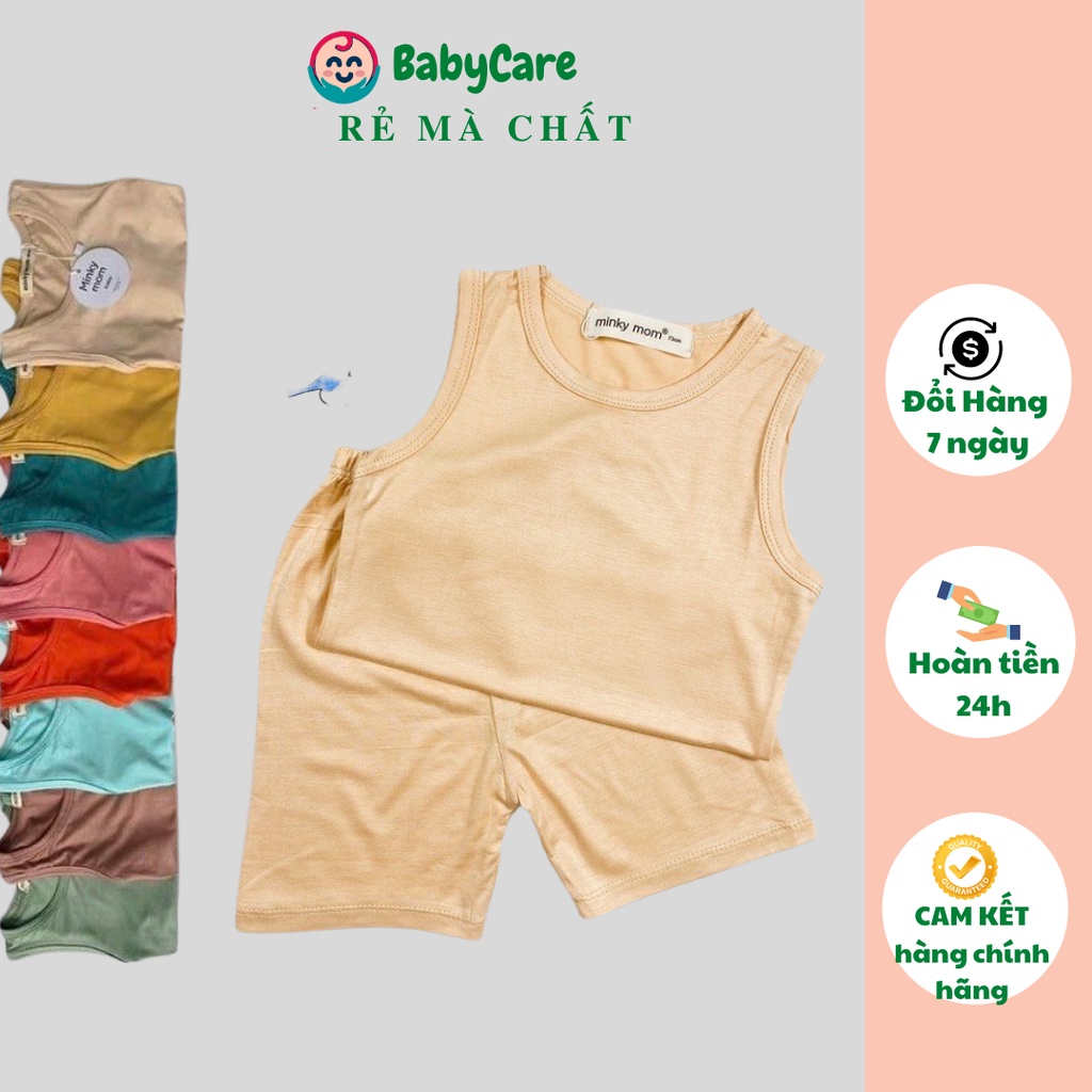 Bộ Ba Lỗ Bé Trai, Bé Gái Minky Mom Vải Thun Lạnh Trơn, Bộ Quần Áo Cho Bé 3 Lỗ Mặc Hè Thoáng Mát