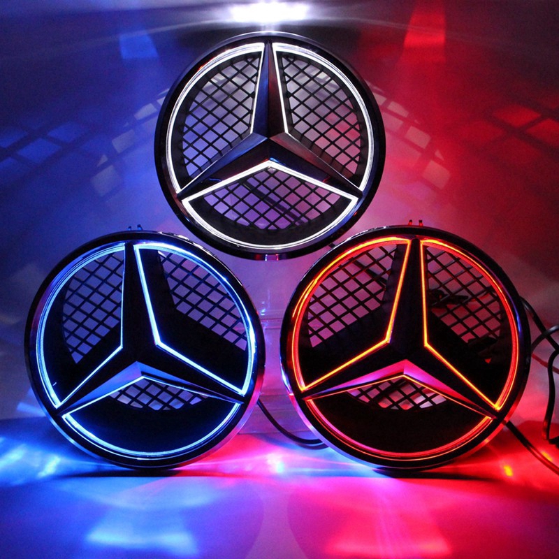 In stock Car Front Center LED Light Grille Emblem Badge Decal for Mercedes Benz W166 W176 W204 W207 W212 W218 W245 W251 W463 Accessories