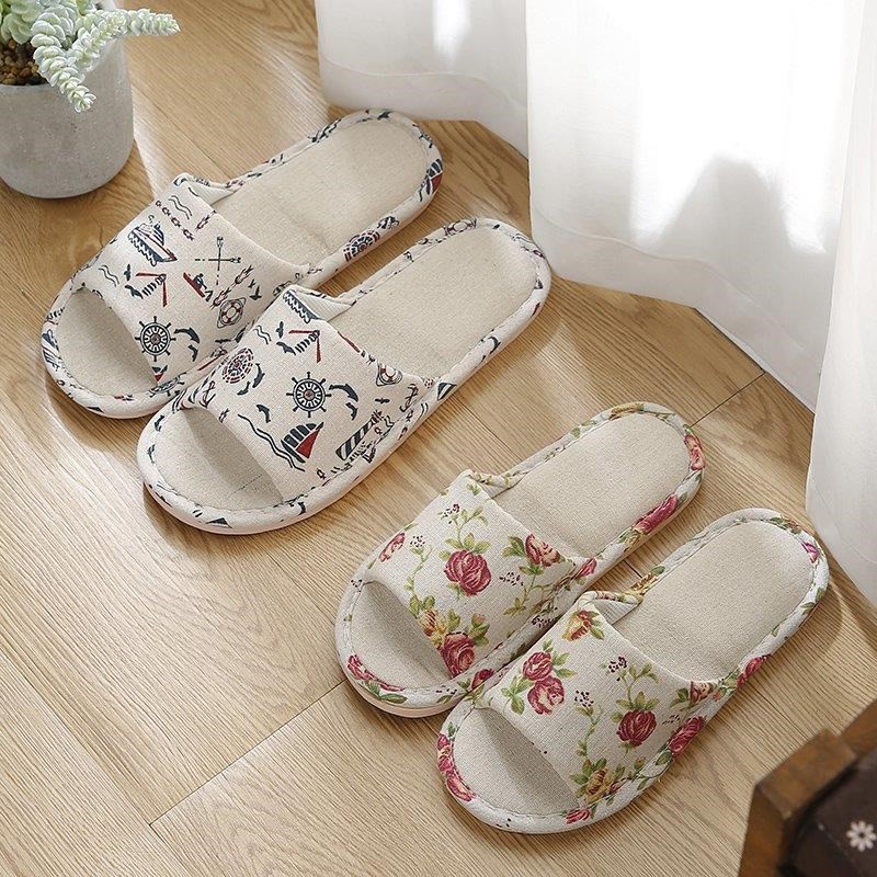 Dép lê đi trong nhà mùa đông nam nữ, Dép văn phòng đế xốp siêu nhẹ, vải bố, siêu êm chống trơn trượt 88031