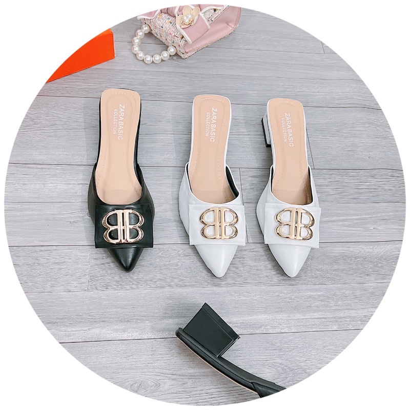 Sục nữ cao gót 4cm gót vuông da mềm chuẩn size tag BB