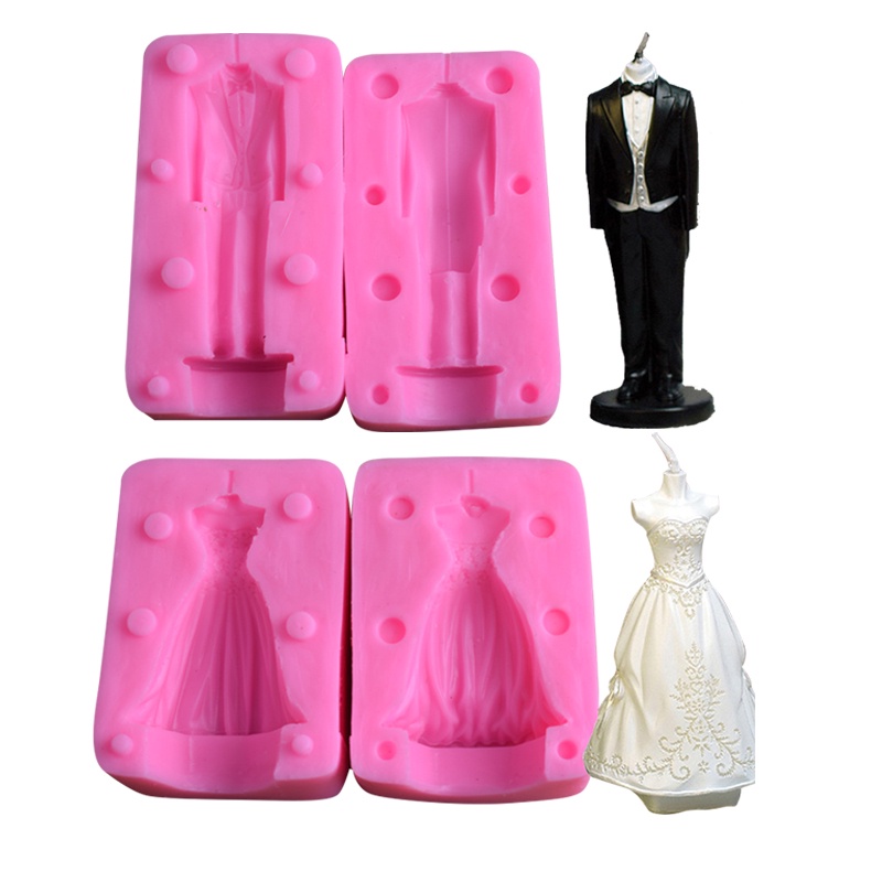 Khuôn silicone Làm Kẹo Đường Hình Cô Dâu Chú Rể