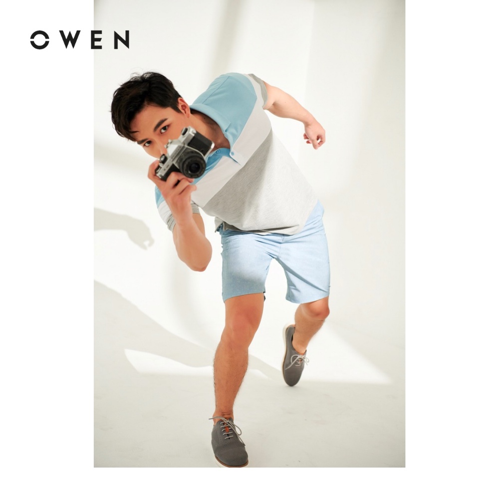 Quần Short Tây Owen Poly màu xanh Sport line - SS20356
