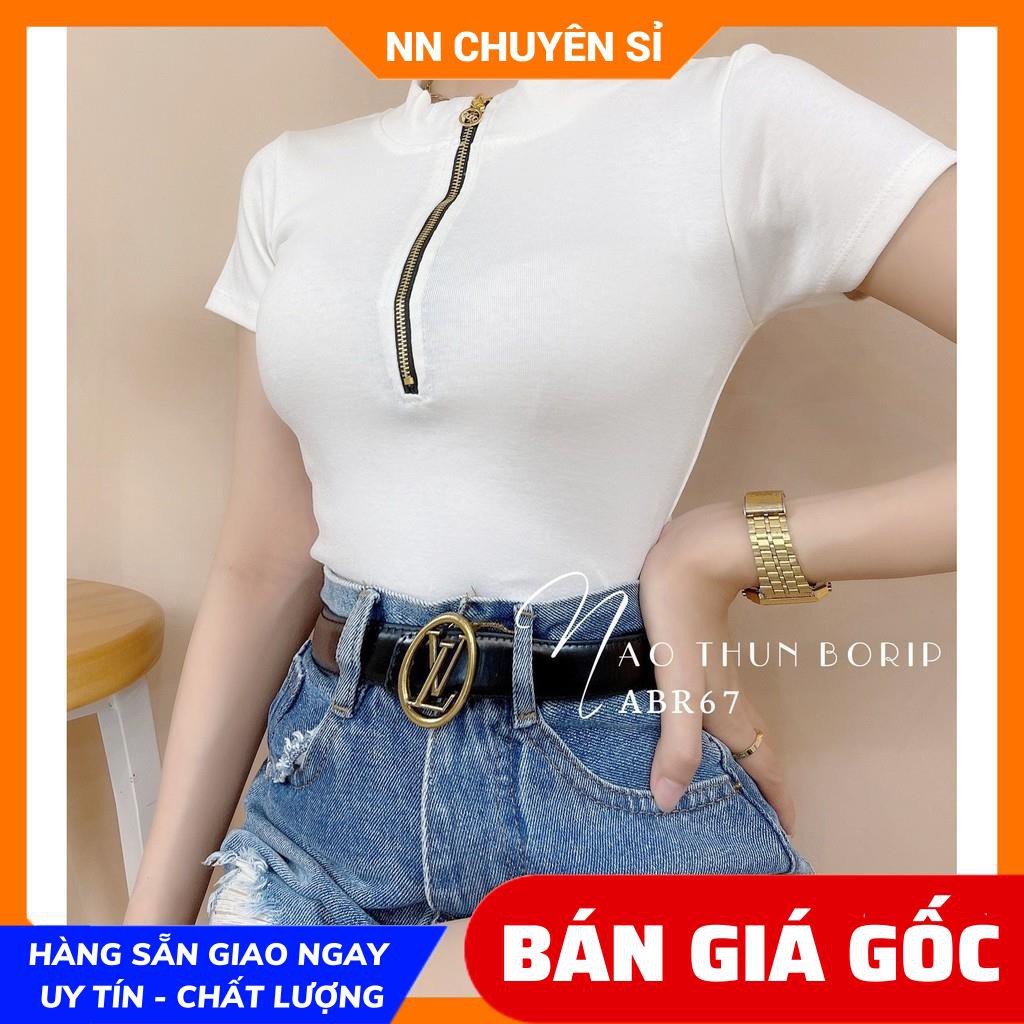 Áo thun nữ chất borip phối tia kéo dễ thương ABR67 Áo kiểu nữ