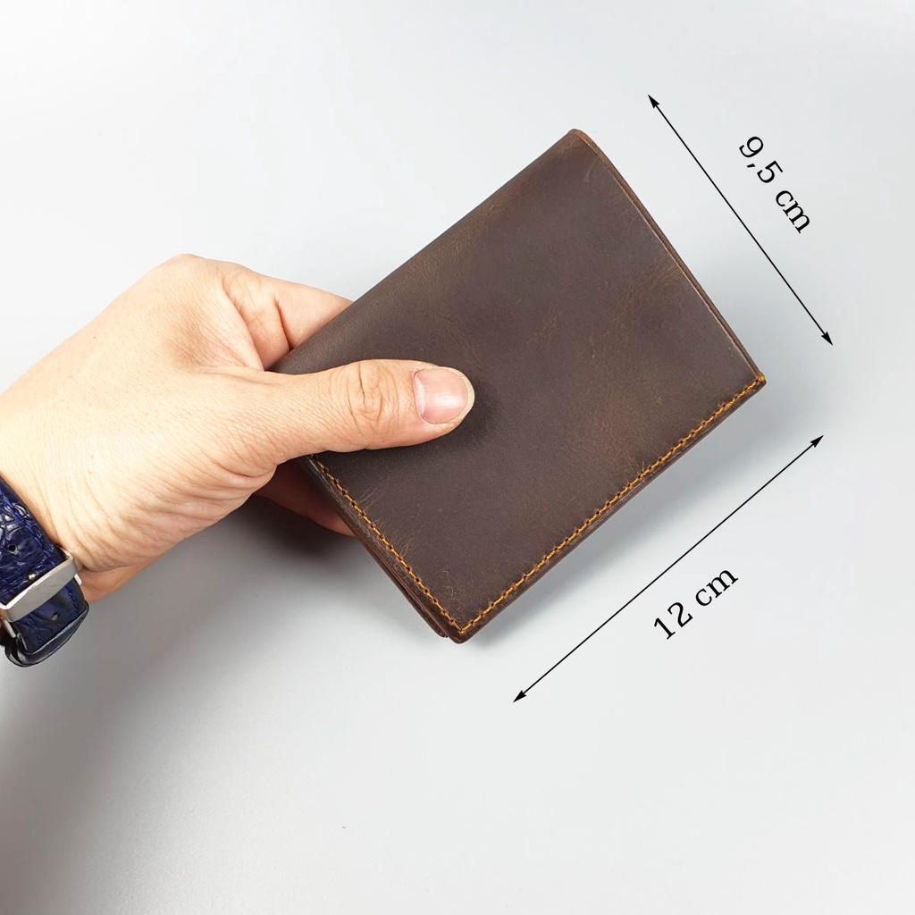 Ví nam da bò sáp may thủ công handmade WS226VB   - 100% da bò thật, BH 3 năm