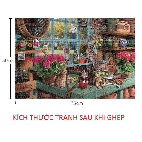Tranh ghép hình 1000 mảnh gỗ chất lượng cao kèm keo, xếp hình 1000 miếng, Jigsaw puzzle 1000 pcs, tranh ghép 75x50