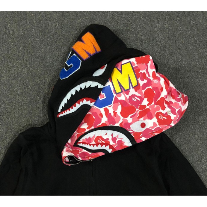 BAPE A BATHING APE Áo Hoodies Có Nón Dài Tay Họa Tiết Rằn Ri Cá Tính