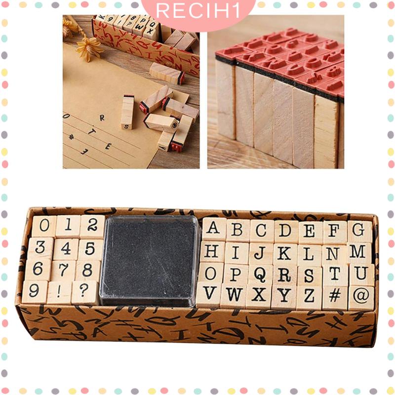 Bộ 40 Con Dấu Gỗ Mini Hình Chữ Cái / Chữ Số Dùng Để Làm Đồ Thủ Công / Thẻ / Đất Sét