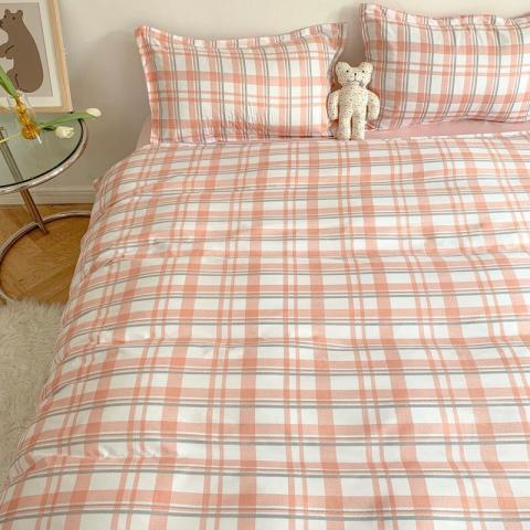 Bộ chăn ga Cotton Poly chăn ga Hàn Quốc hồng vintage đủ size miễn phí bo chun