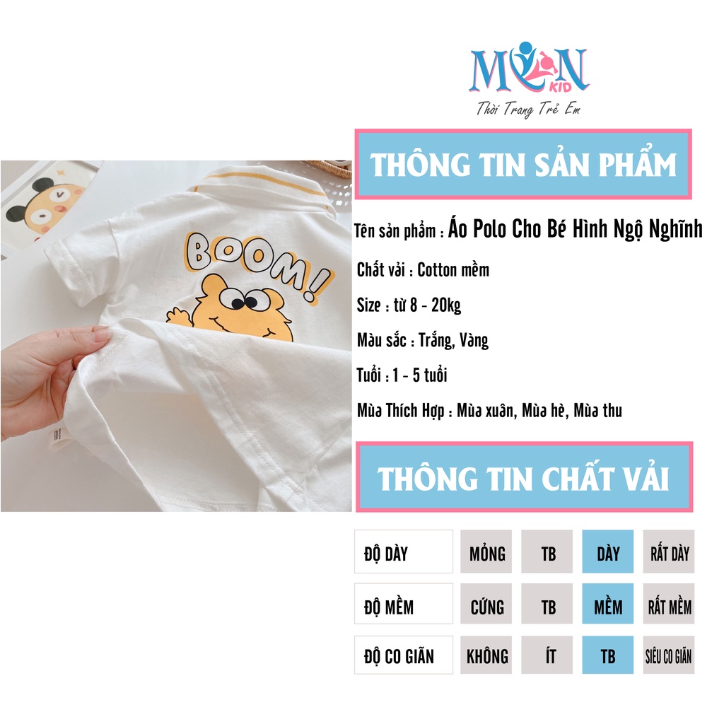 Áo polo bé trai Monmonkid co giãn 4 chiều siêu mềm thấm hút mồ hôi từ 7-19kg