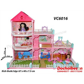 Mô hình nhà 3 tầng Dream House VC6016 + Kèm 2 búp bê - Loại to 73 cm