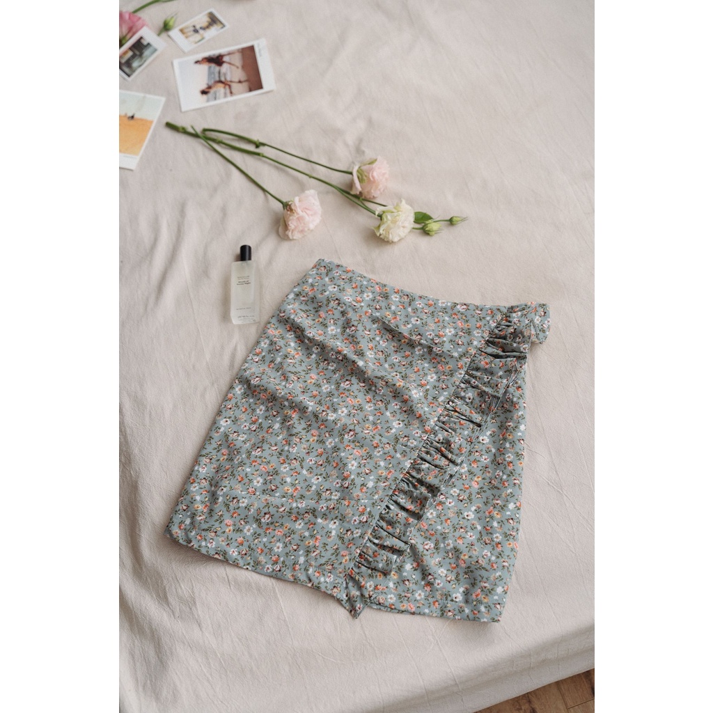 Chân váy floral dáng chữ A mix bèo MADELEN