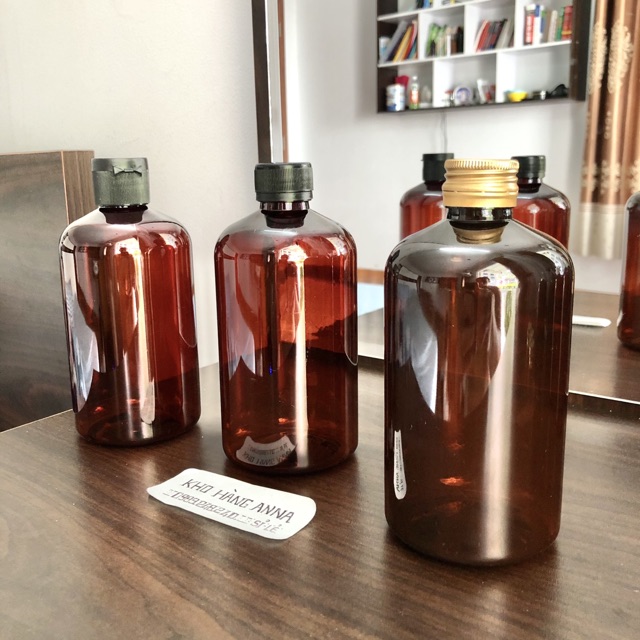 Chai nhựa trong suốt 500ml NẮp nhôm / Nắp đen vặn , Nắp Bật   trong suốt / Chai nâu Mỹ phẩm