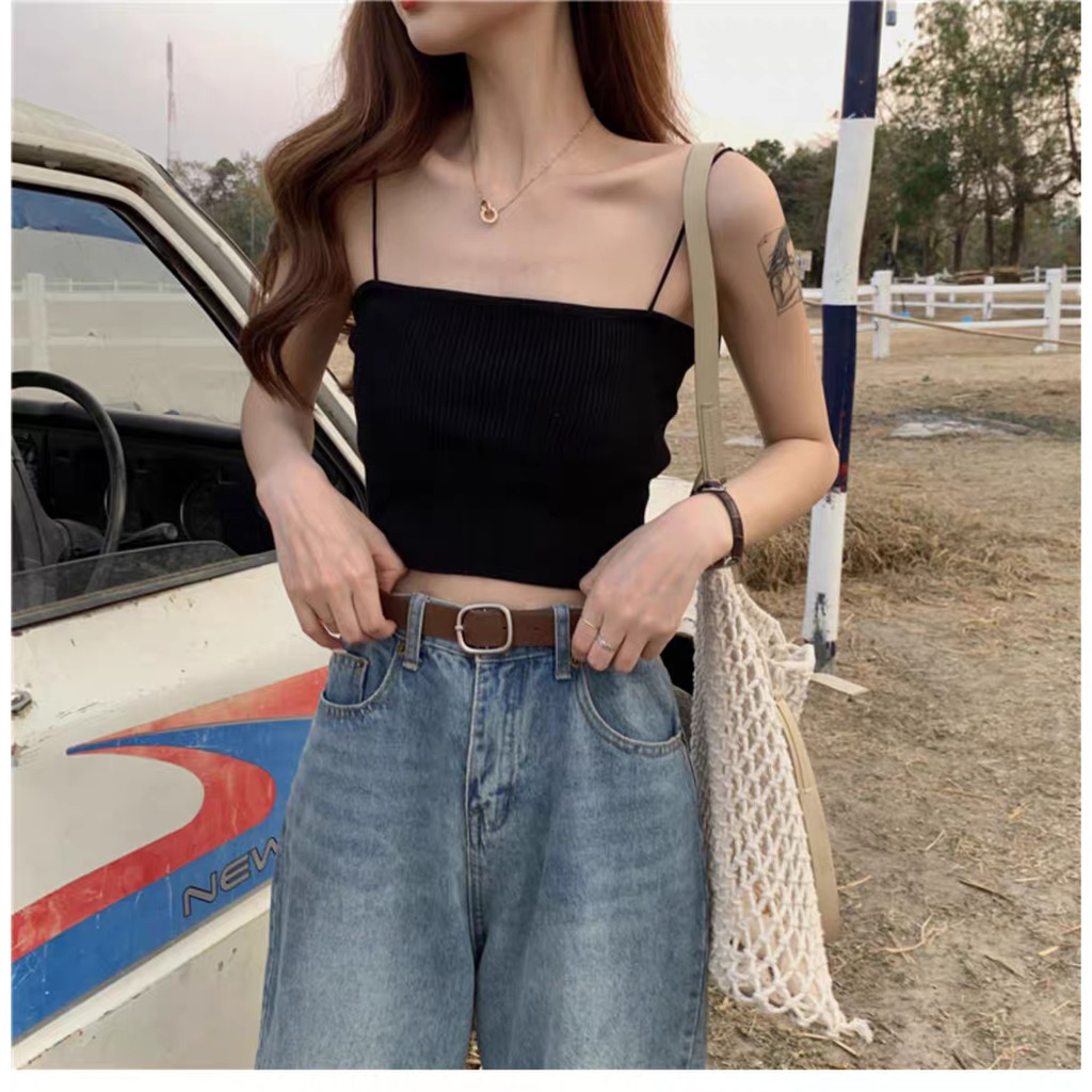 [CÓ SẴN FREESHIP ĐƠN 50K Áo ống croptop hai dây cước sợi bún