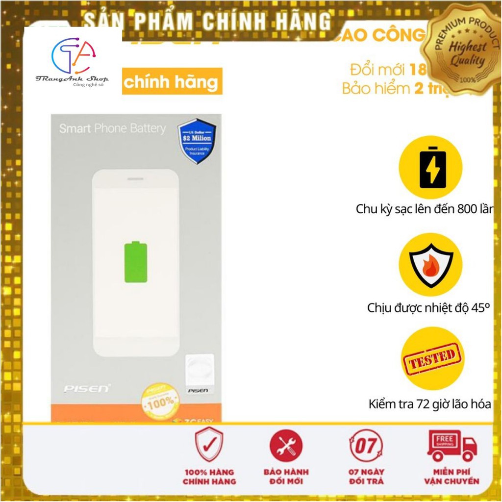 [ FREE SHIP ] Pin Pisen Dung lượng chuẩn cho Iphone 6/ 6S/ 6 Plus/ 6S Plus/ 7/ 7 Plus/ 8/ 8 Plus  IXSMax Hàng chính hãng