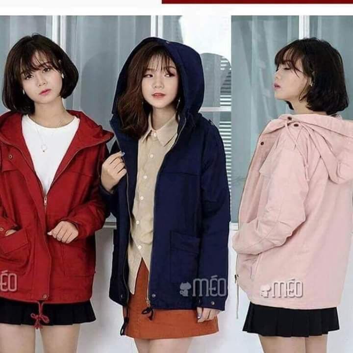 Xả lỗ Áo khoác kaki mũ túi hộp 2 lớp bao đẹp