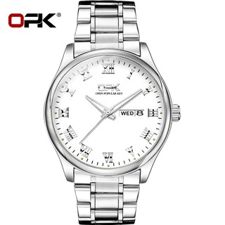 Đồng Hồ Quartz OPK 8121 Dây Thép Chống Nước Phát Sáng Hiển Thị Lịch Chống Oxy Hóa Đa Năng Cho Nam OLEVS