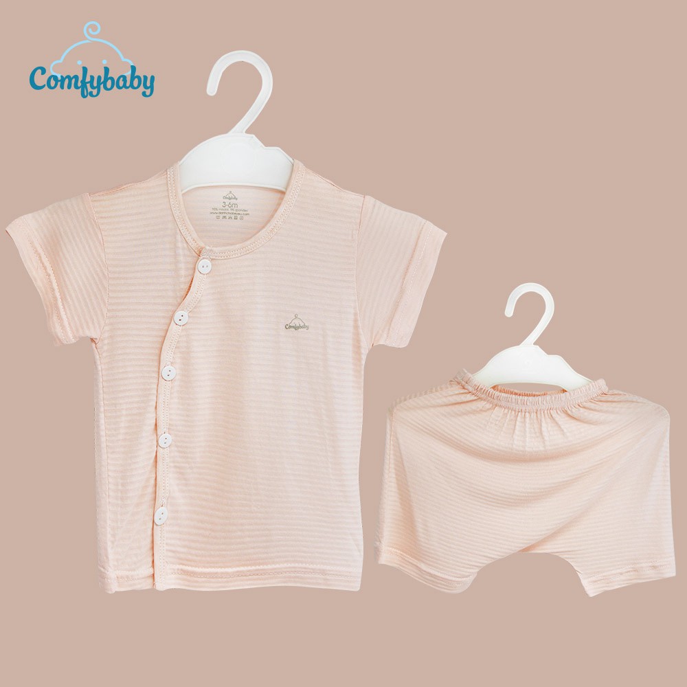 Bộ quần áo mùa hè cho bé chất liệu 100% cotton lụa Comfybaby siêu nhẹ - thoáng mát size 3-12 tháng Hanghieuchobe