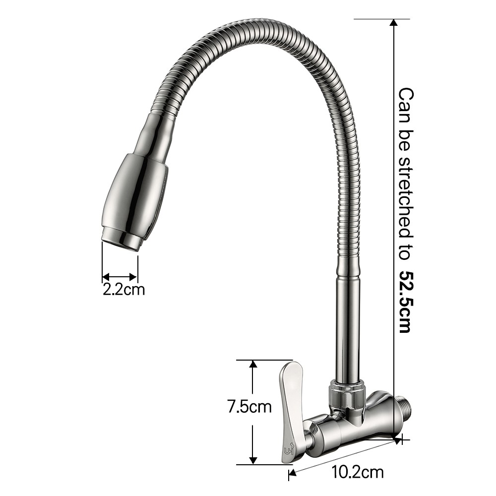 Vòi nước nhà bếp Vòi rửa chén lạnh âm tường Hợp kim kẽm, cần lò xo U-HOME U-208