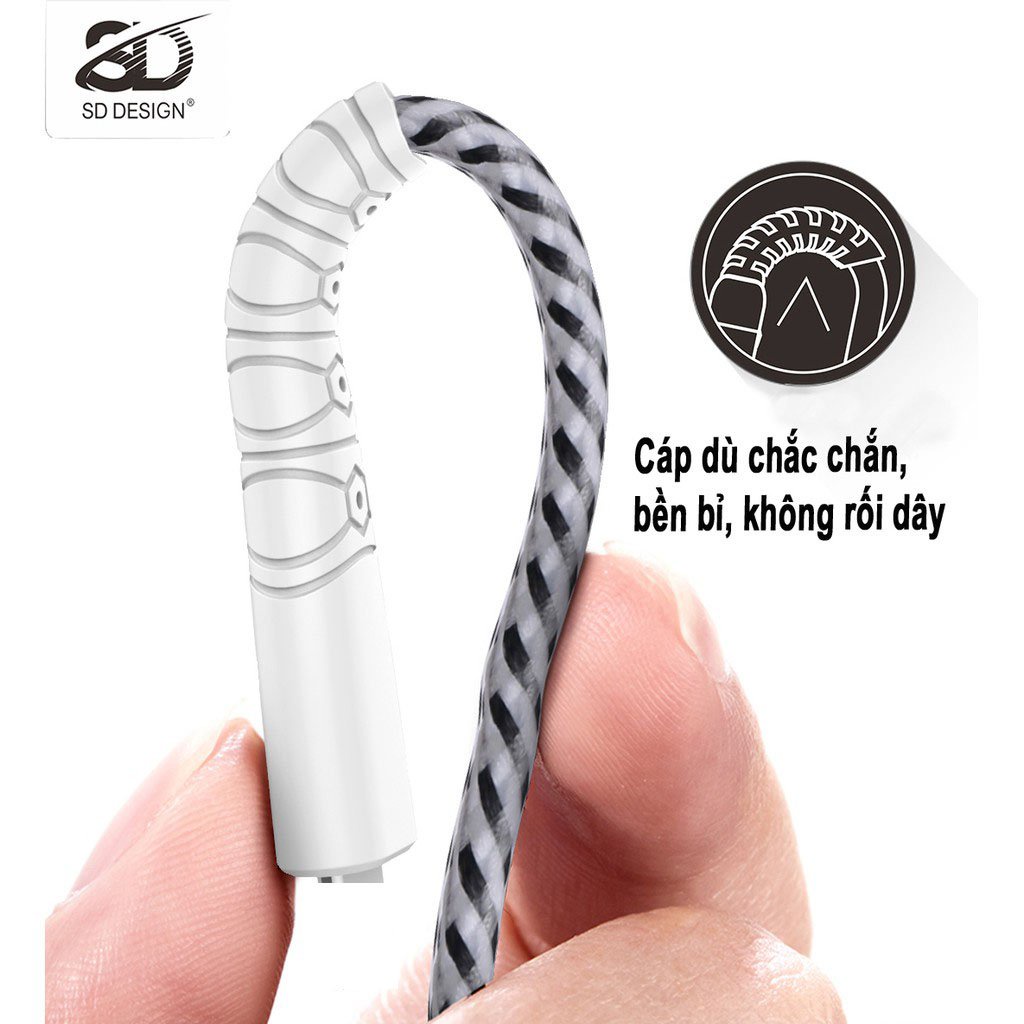 Cáp sạc Nhanh 5A chống gãy gập chính hãng SD DESIGN M25 Sạc và truyền dự liệu nhanh chóng, bảo hành 1 đổi 1
