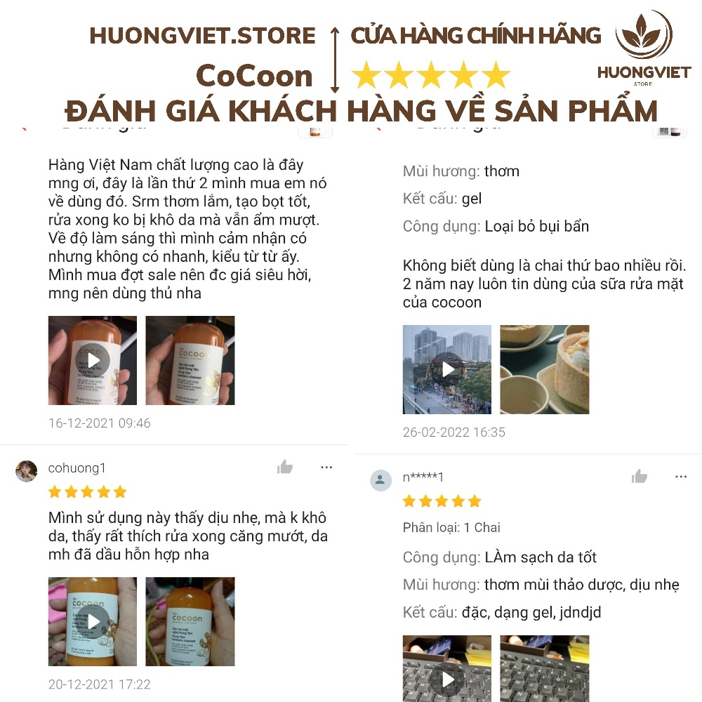 Sữa Rửa Mặt Nghệ Hưng Yên Cocoon Việt Nam Chính Hãng Thiên Nhiên Organic Dịu Nhẹ Trắng Da Giảm Mụn Tốt Cho Mọi Loại Da