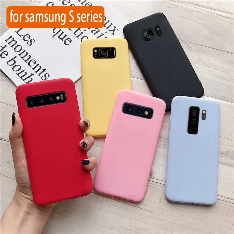 Ốp điện thoại TPU dẻo màu kẹo ngọt siêu mỏng sang trọng thời trang cho Samsung Galaxy S9 S8 Plus S7 Edge